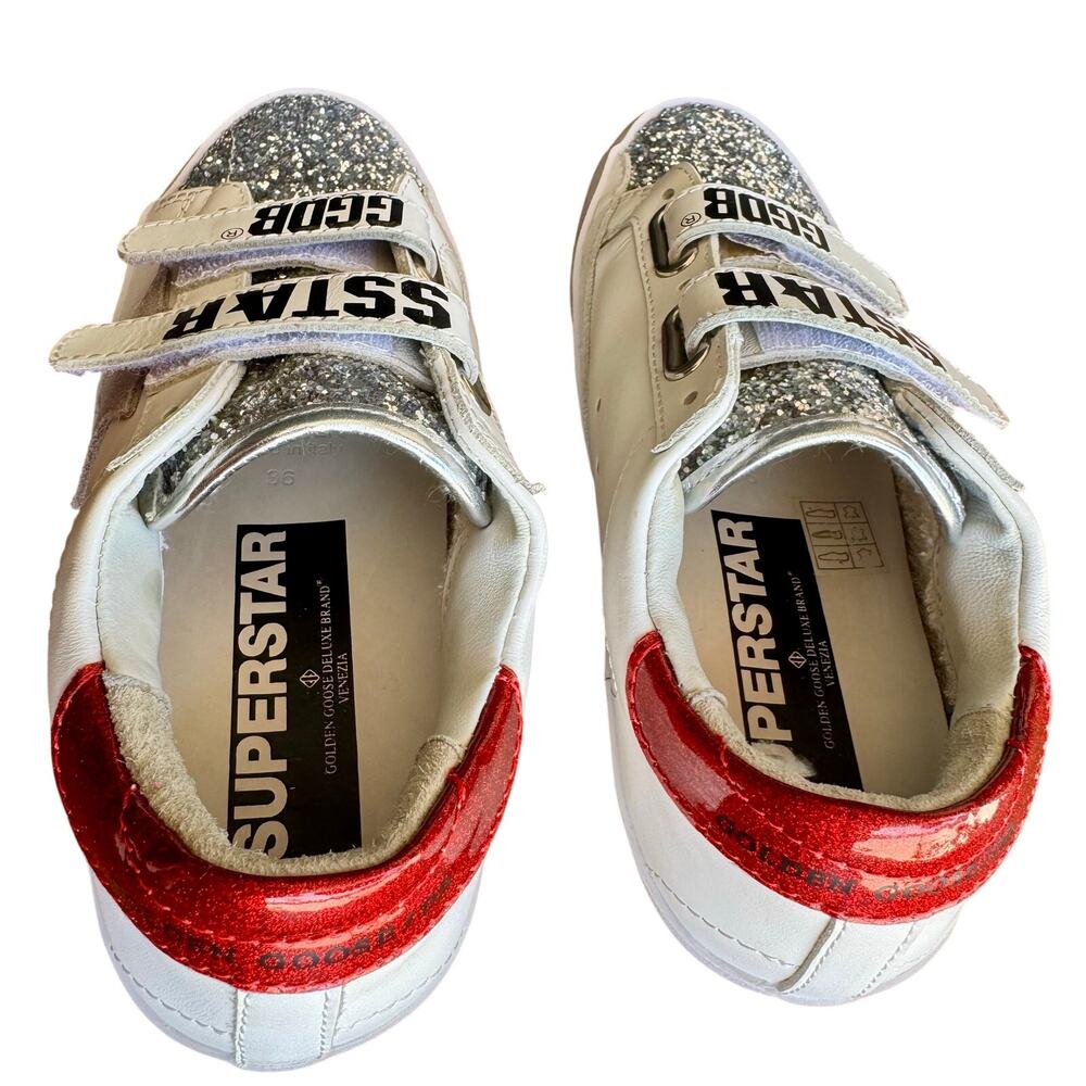 Golden Goose Old School Glitter leather Sneaker, Superstar Red/White GGDB SSTAR - Picture 7 of 10